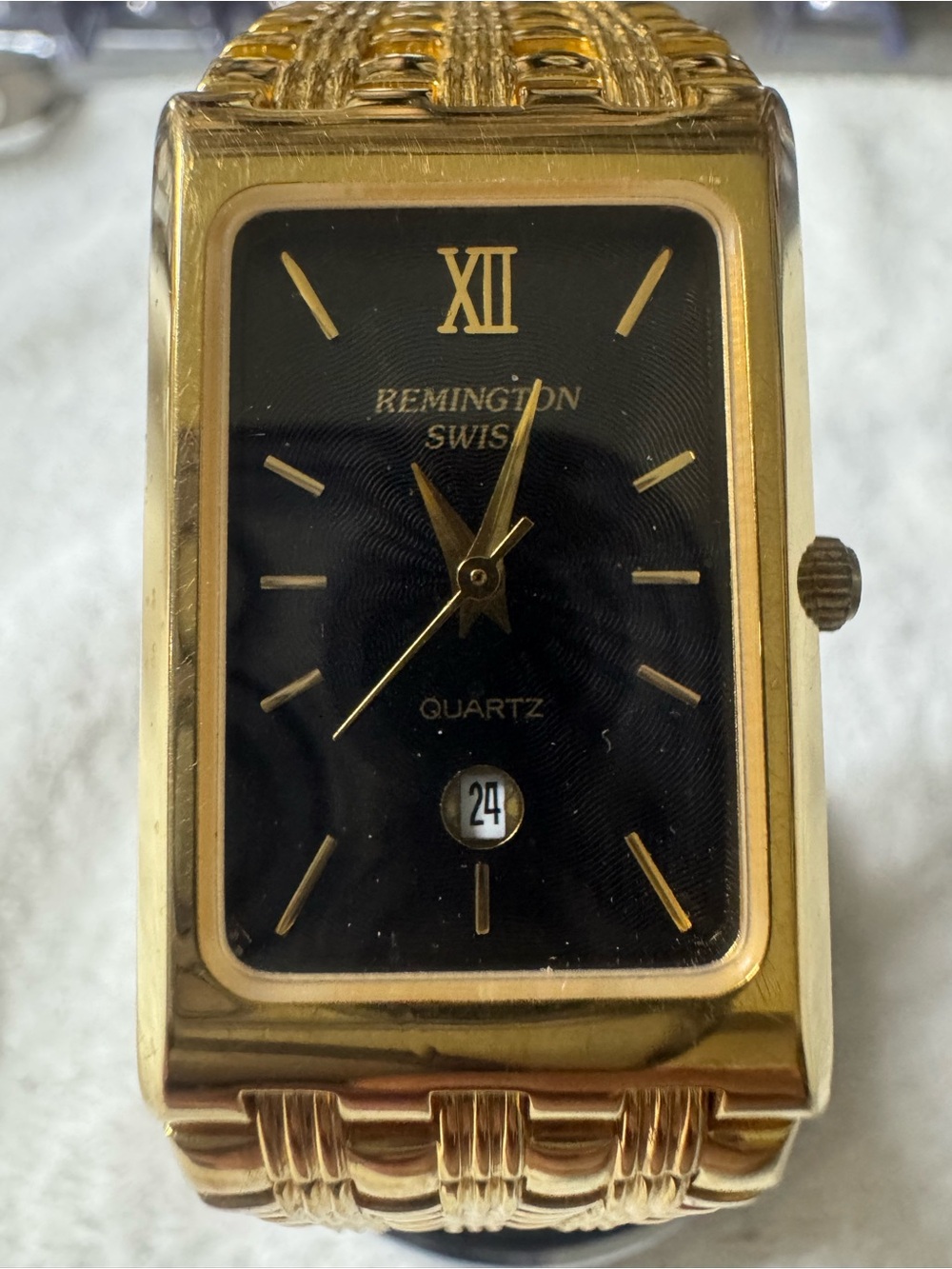 Remington Gold and Black Rectangular Men's Dress Watch